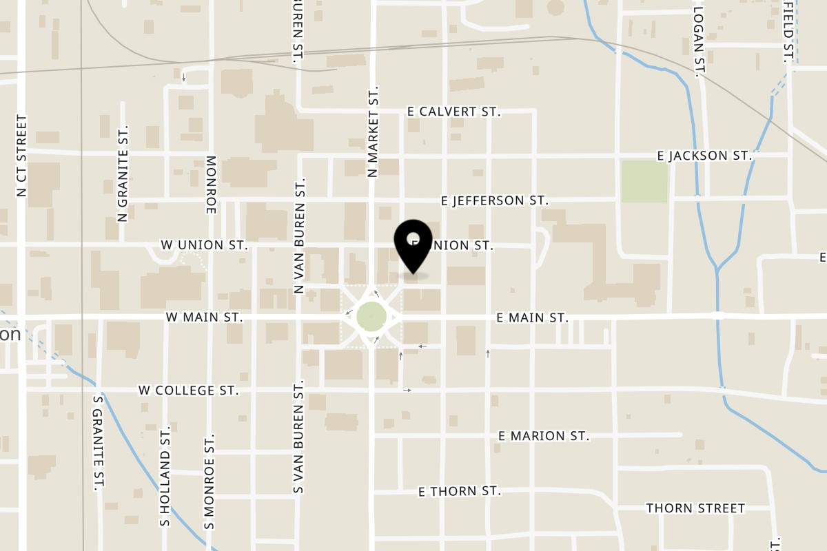 Map showing the location of Tower Square Pizza on 1207 Tower Square Plaza in Marion